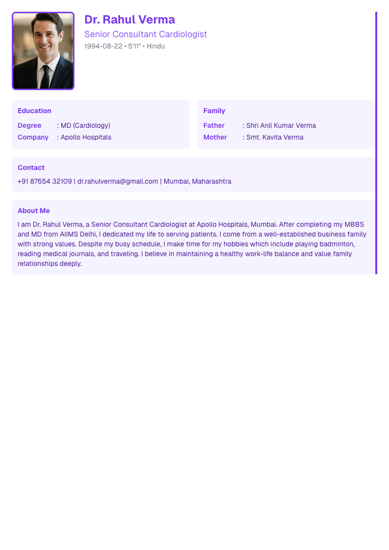 Accent Strip - Marriage Biodata Template Design