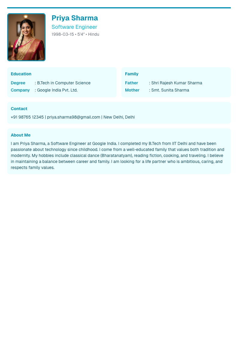 Grid Layout - Marriage Biodata Template Design