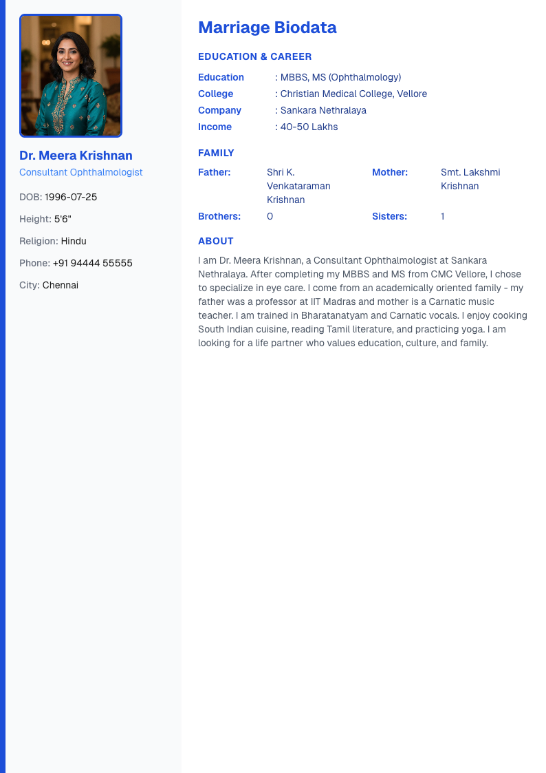 Side Panel - Marriage Biodata Template Design