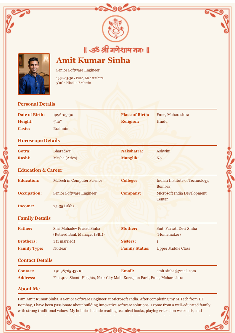 Coral Mandala - Marriage Biodata Template Design