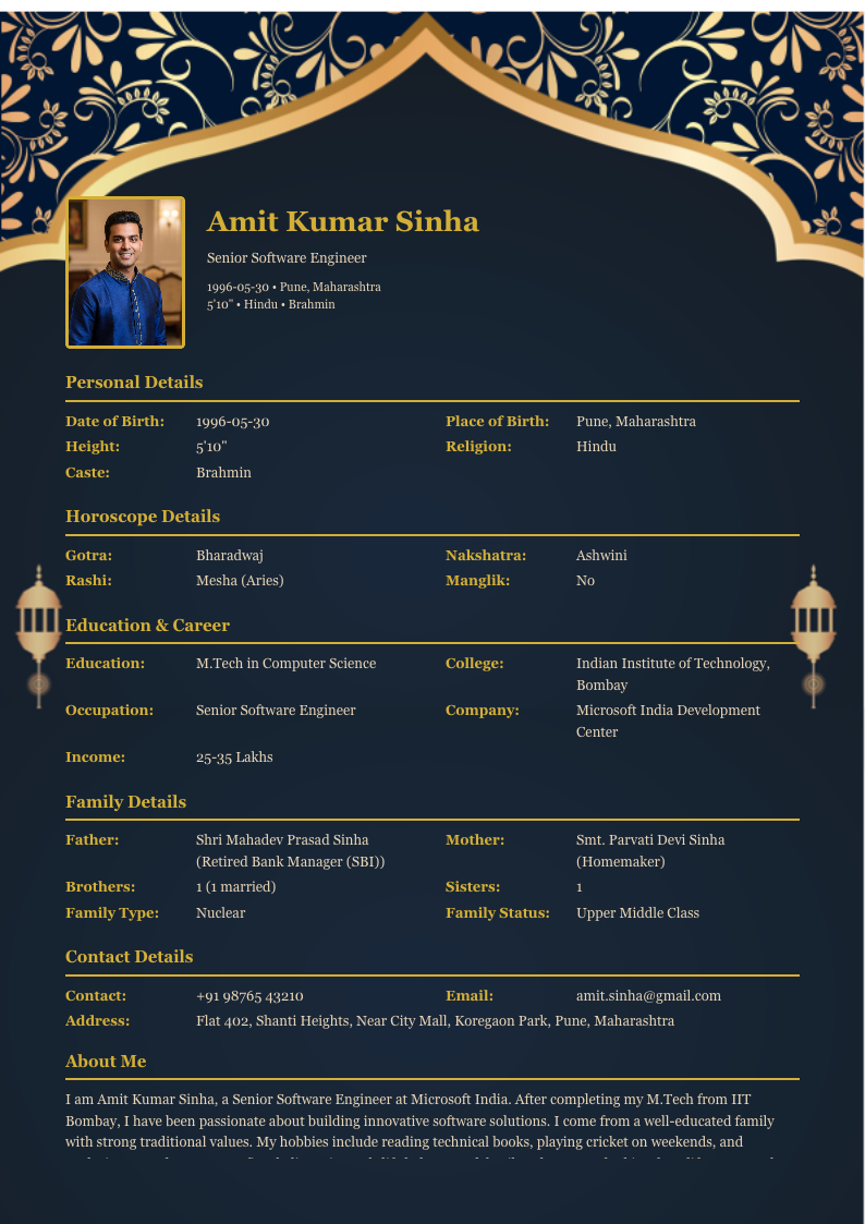 Navy Arch - Marriage Biodata Template Design