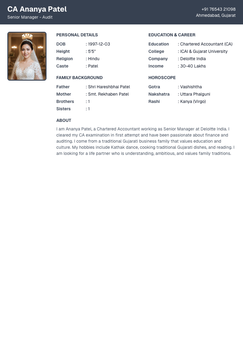Executive Gray - Marriage Biodata Template Design